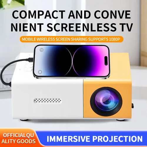 Imagen 1 del producto Mini proyector portátil con soporte Full HD 1080P: incluye control remoto, alimentado por USB, ideal para teléfonos inteligentes y dispositivos USB