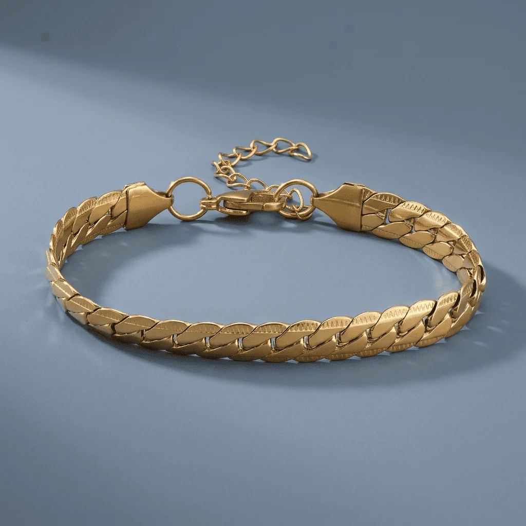 Stainless Steel Chain Bracelet for Men and Women Steel Gold Color Light Luxury Bracelet Anklet Jewelry Accessories