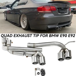 304 Stainless Steel Quad Car Exhaust Pipe For BMW E90 E92 E93 320i 325i Changed M3 M4 Bumper Exhaust Tip Mufflers Exhaust System