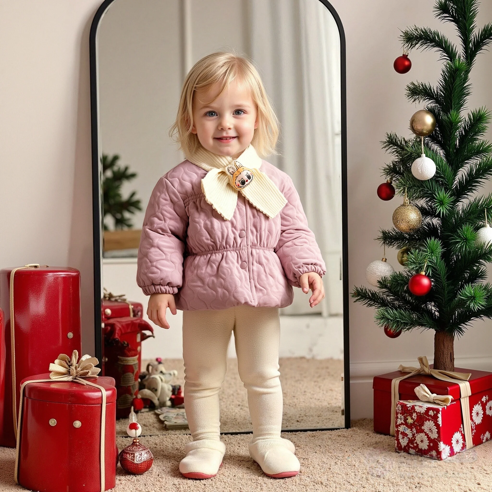 

Baby Clothes Winter New Cotton-padded Coat Lapel Solid Color Button Coat Warm Girl Cotton-padded Coat Winter Thick Coat