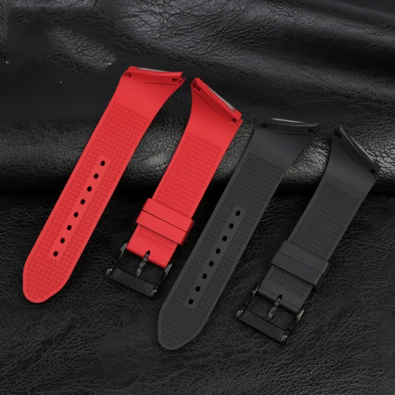 For Hamilton H24655331 H24615331 VENTURA Series Waterproof Silicone Strap Inclined Rubber Black Men's Watchband 25mm