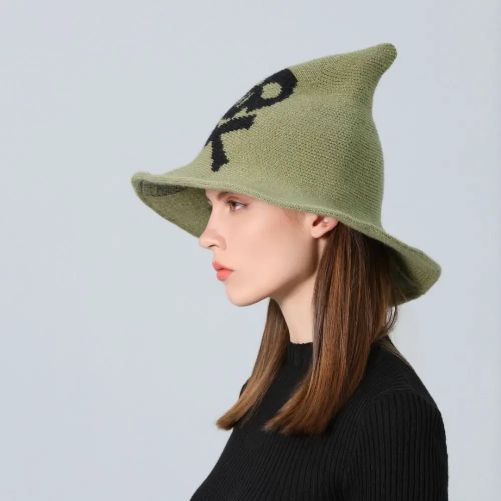 قبعة صوف هالوين متماسكة للنساء ، فستان عتيق ، ساحرة ، تنكر إبداعي ، جودة عالية