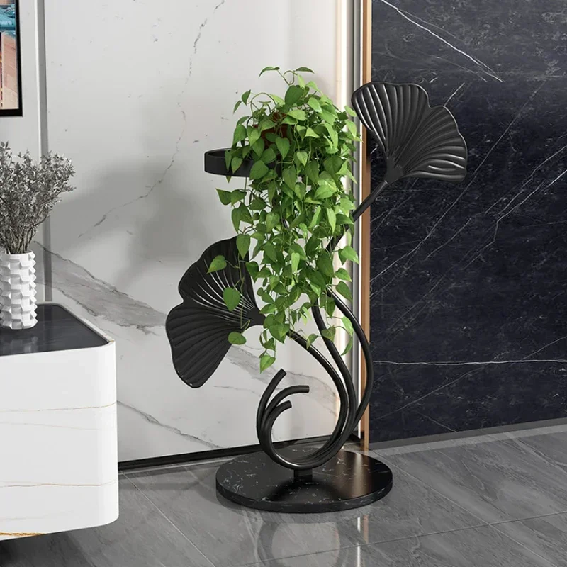 Creative Marble Plant Stand Ginkgo Design High Tray Flower Shelves Versatile Indoor Gardening Display for Modern Homes