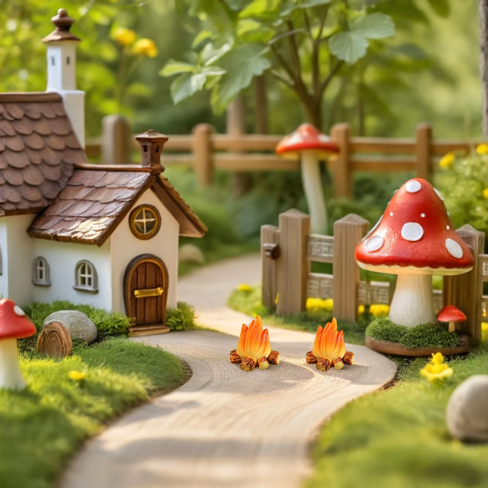 

10Pcs Miniature Campfire Fake Resin Bonfire Decoration for Creative Micro Scenes Halloween Miniatures Landscaping Fake Fire