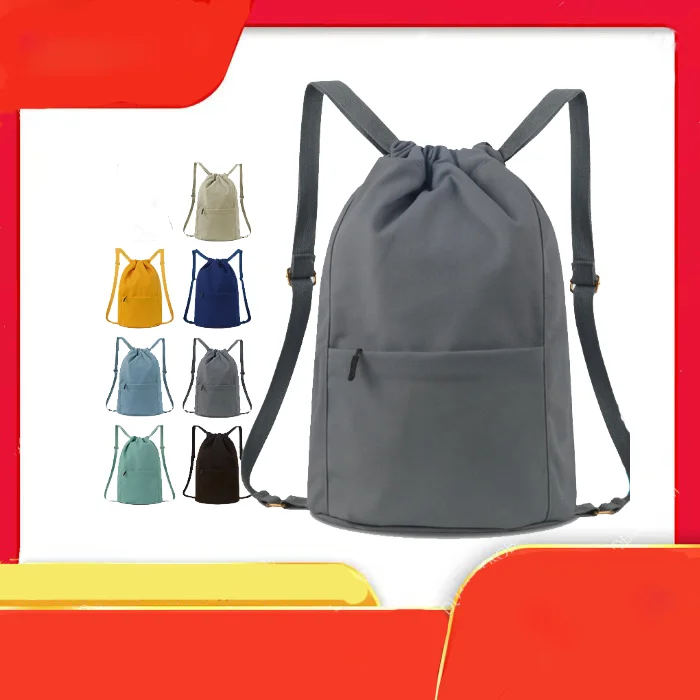 Sac à dos de poche Bundle avec logo imprimé personnalisé, grande capacité, sac fourre-tout convivial, sac à main de rangement, cuillère à soupe en toile, proximité Wstring