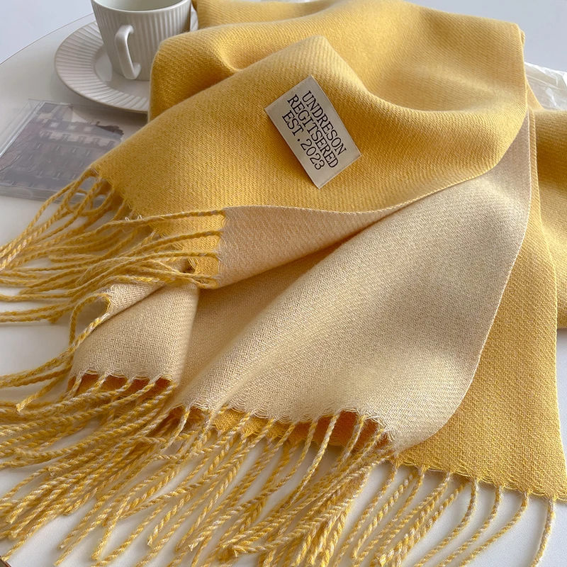 Winter Cashmere Women Scarf Female Luxury Brand Scarves Lady Tassel Bandana Women Solid Shawl Wraps Foulard Tippet Pashmina