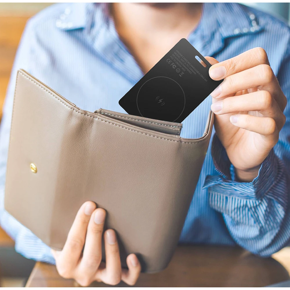 Wallet Bluetooth Tracker Global Locator รายการแท็กอัจฉริยะป้องกันการสูญหายการชาร์จแบบไร้สายต้องใช้กับ Find My ios