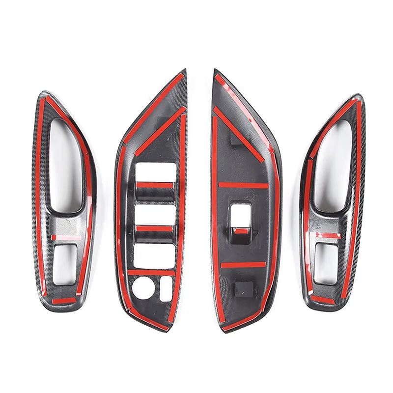 ABS Carbon Fiber Car Window Glass Lift Button Switch Trim Cover For Toyota Yaris Cross 2020-2023 Accessories RHD
