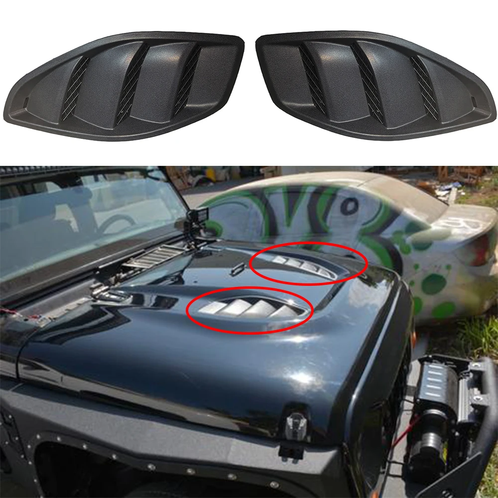 

Front Engine Hood Air Outlet Cover Plate Plug Decoration Grid ABS Black 2PCS For Jeep Wrangler 10th Anniversary JK2007-2017 J066