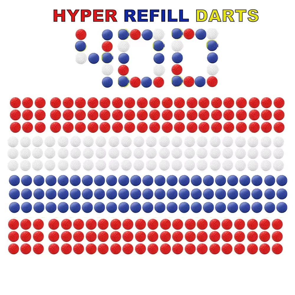 

400 разноцветные шарики для Nerf Hyper, дополнительные дротики 14 мм, боеприпасы для игрушечного пистолета, мягкие пули из ТПЭ, белый шар