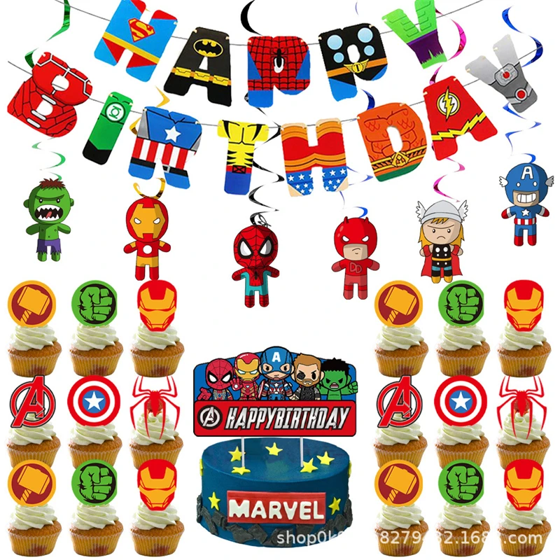 Marvel Superhero The Avengers Birthday Party Decorations Set Tableware Supplies Paper Napkins Plates Cups Kid Happy Birthday Dec