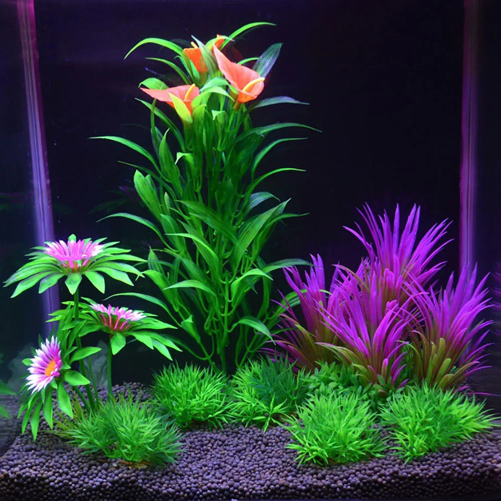 16Pcs/Set Artificial Aquarium Plants Plastic Aquarium Plants for Aquarium Decor Fish Tank Decor Ornaments for Aquarium