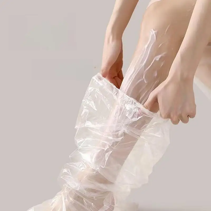 10 Stück, wiederverwendbare, transparente Kunststoff-Beinmasken mit elastischen Rändern für eine intensive Feuchtigkeitspflege, ideal für die Beinpflege zu Hause. – Detail 6