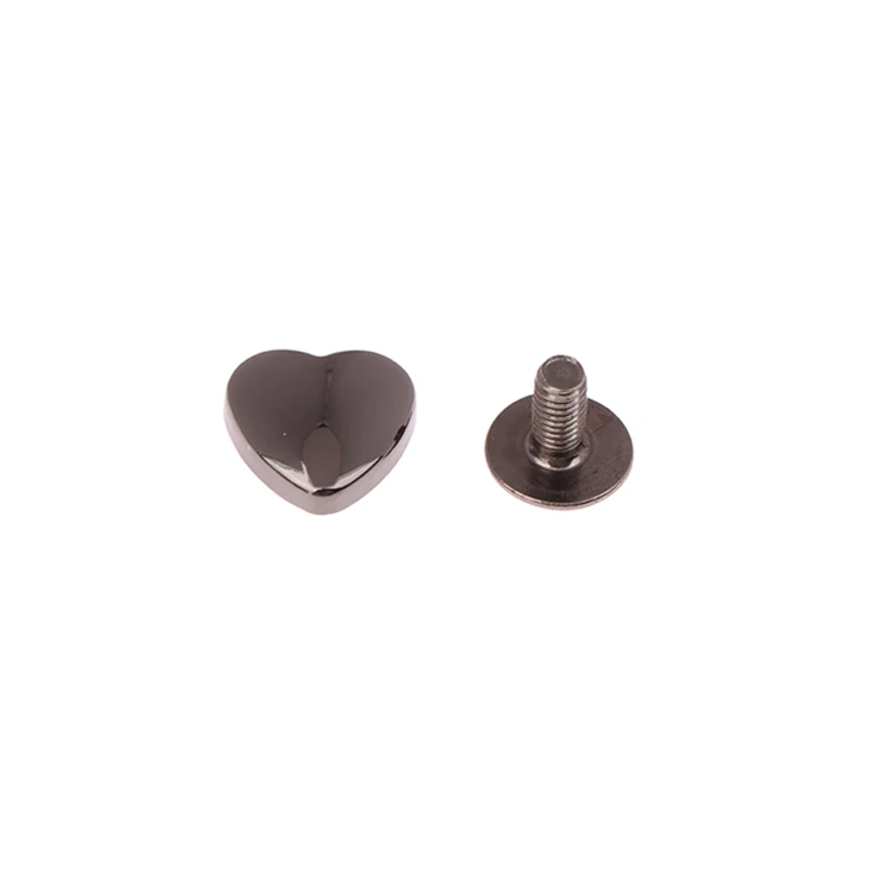 5Set 10mm Heart Shape Metal Screwback Rivet Screw Studs Nail For Leathercarft Garment Belt Wallet Bag Decoration Accessories