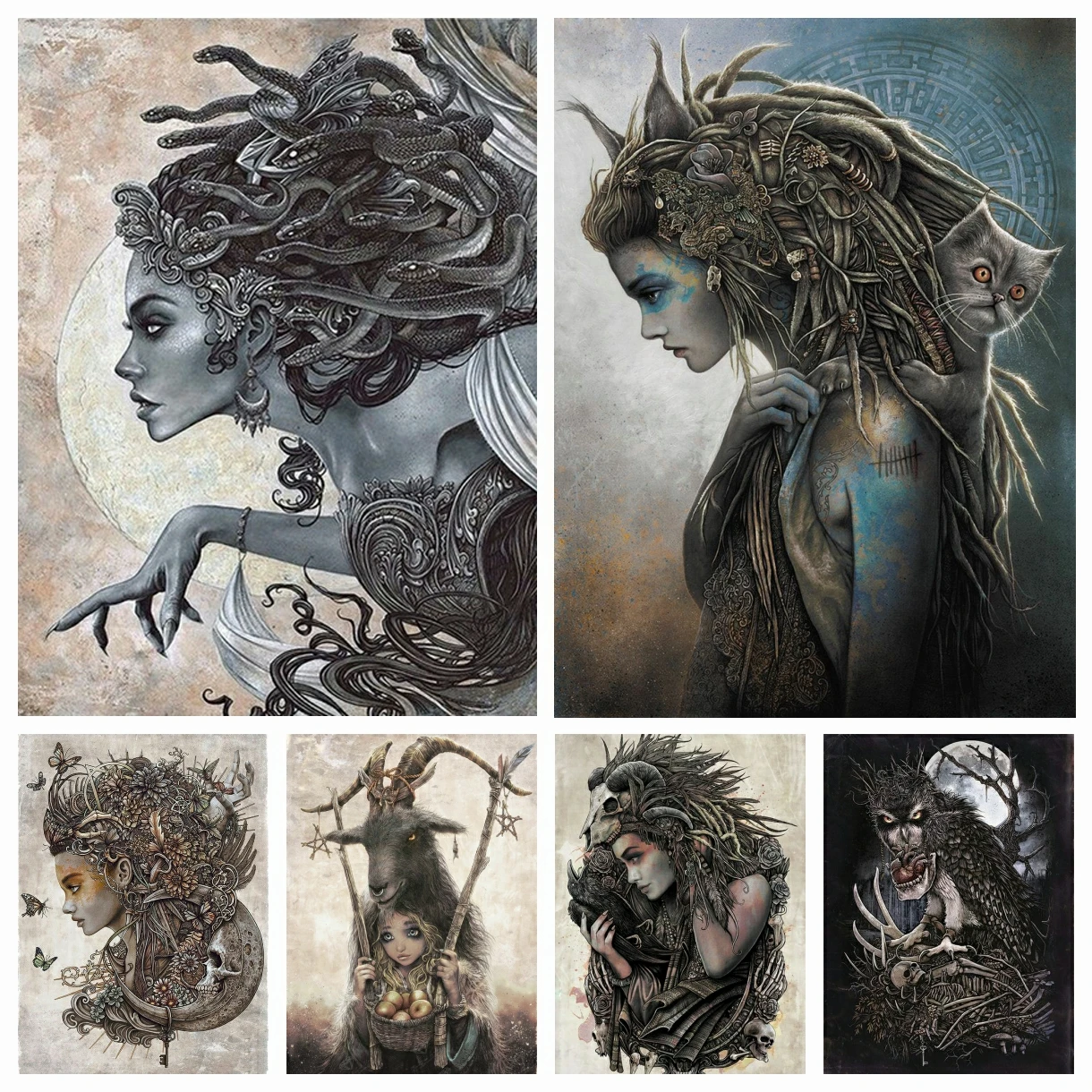 

5D DIY Diamond Painting Shaman Asura Medusa Snake Cat Deer Embroidery Cross Stitch Mosaic Art Handicraft Home Decor New 2022