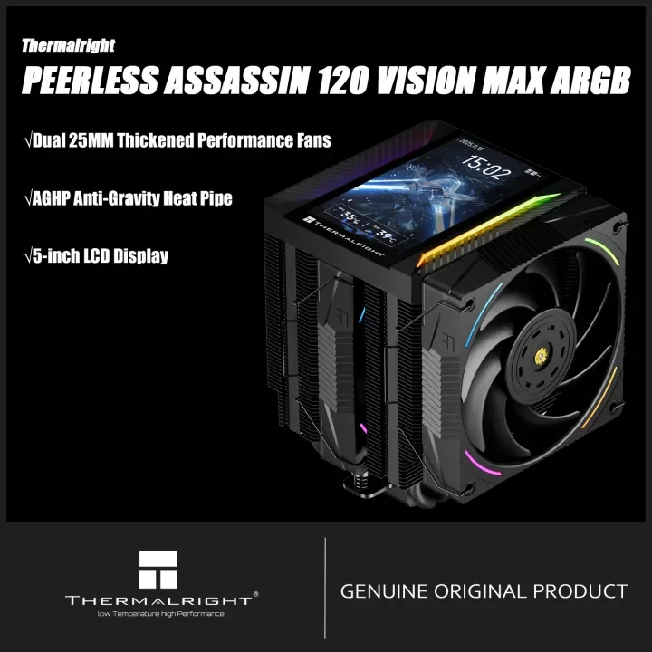 

Thermalright Peerless Assassin 120 VISION NAX ARGB BLACK 5-inch LCD display/6 heat pipes AGHP GEN5.0/ For LGA1851/1700/AM4/5