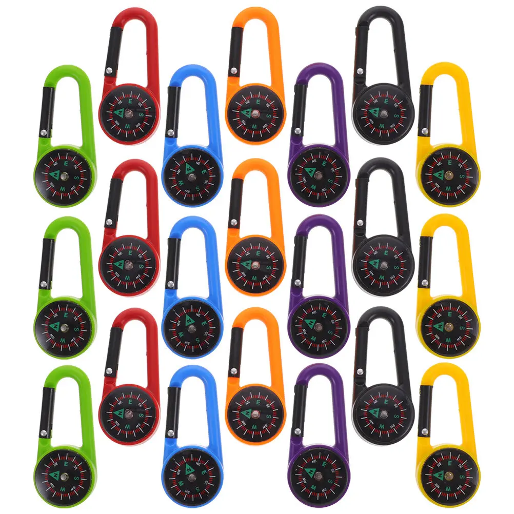 21Pcs Wear-Resistant Compass Carabiner Clip with Accurate Direction Finder for Hiking Climbing Camping Fishing Outdoor Use