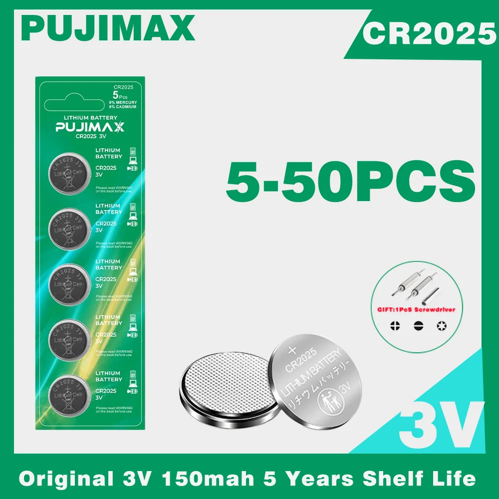 5-50 قطعة CR2025 3 فولت بطارية ليثيوم DL2025 BR2025 KCR2025 السيارات التحكم عن بعد اللوحة الإلكترونية مقياس لعبة البطارية