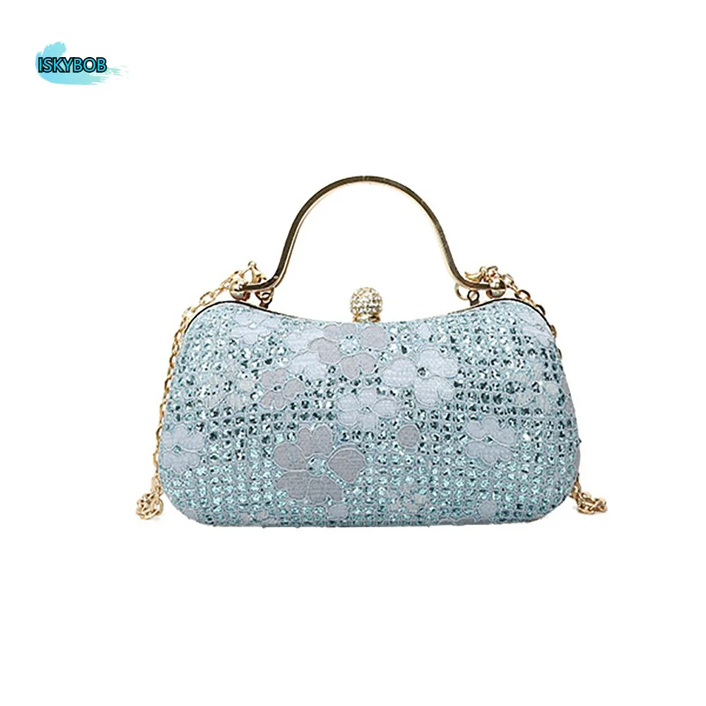 

Элегантная вечерняя сумка для банкетов с цветочным декором из страз, сумка-коробочка на плечо, чехол для телефона, сумка через плечо с металлической ручкой и цепочкой для вечеринок