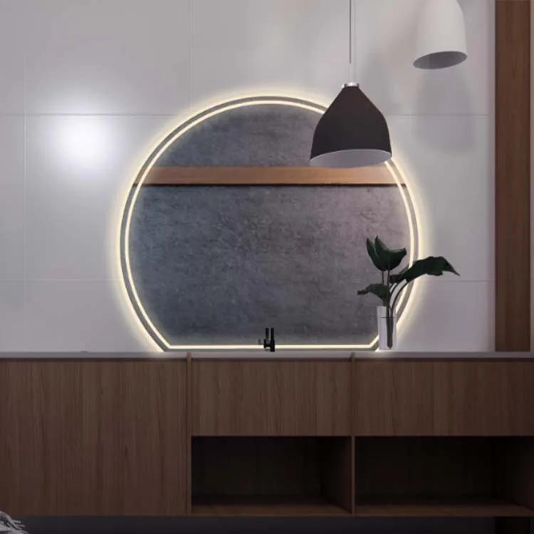 Espelho de banheiro com luz LED assimétrica