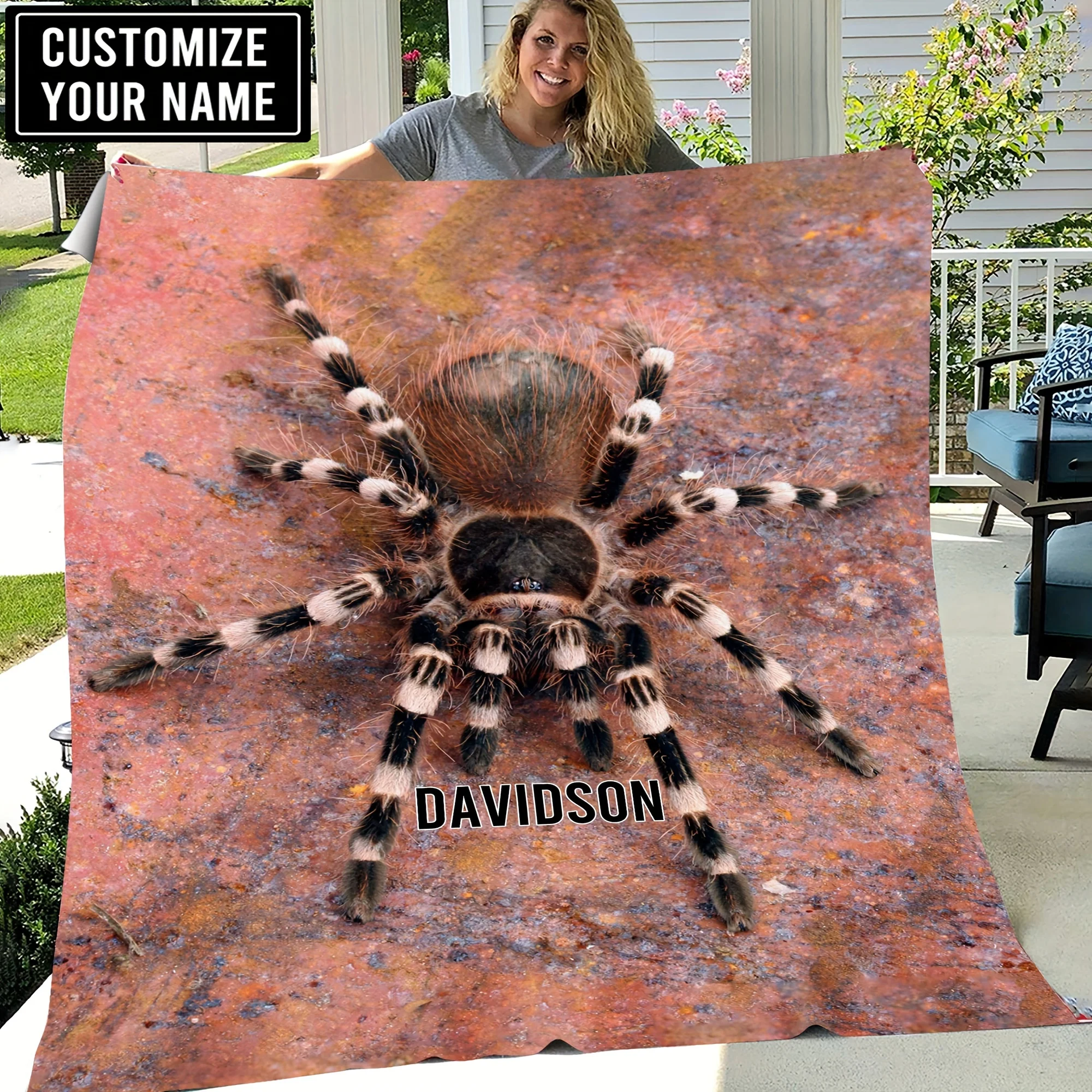 1pc Three-dimensional Spider Printed Throw Blanket, Flannel Blanket, Four Seasons Soft Air Conditioning Nap Blanket For Sofa Cou