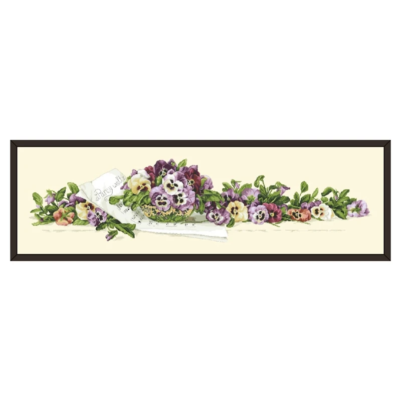 Pansy waltz cross stitch kit cotton thread 18ct 14ct 11ct light yellow canvas stitching embroidery DIY home decor