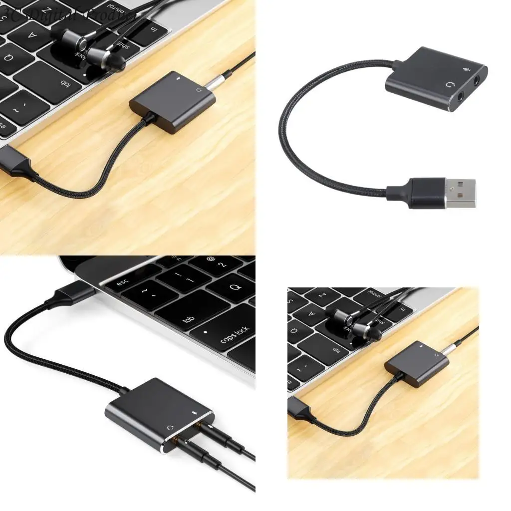 

USB -к звуковому адаптеру шнурные наушники и микрофонный отверстие 3,5 мм USB внешний звуковой