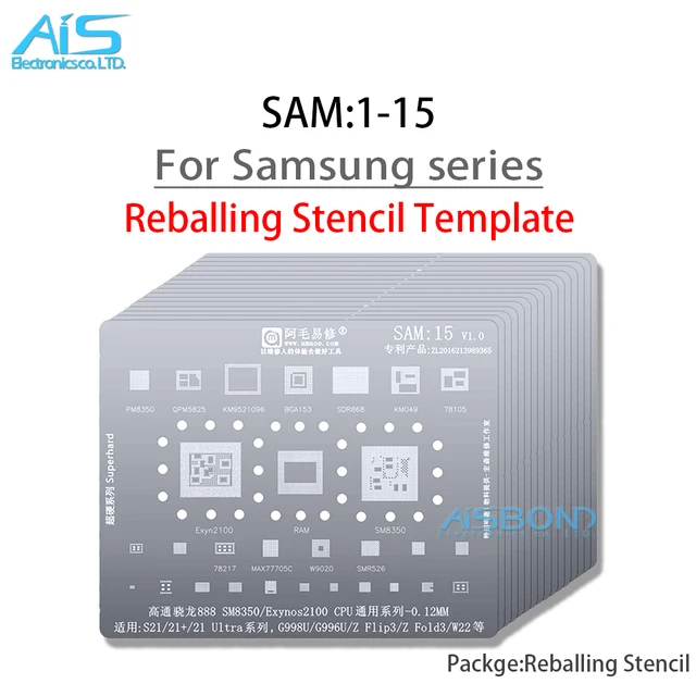 Amaoe SAM1-15 BGA wzornik reballingu do Samsung wszystkie serie pełnozakresowy zasilacz Exynos CPU IC naprawa cyny netto