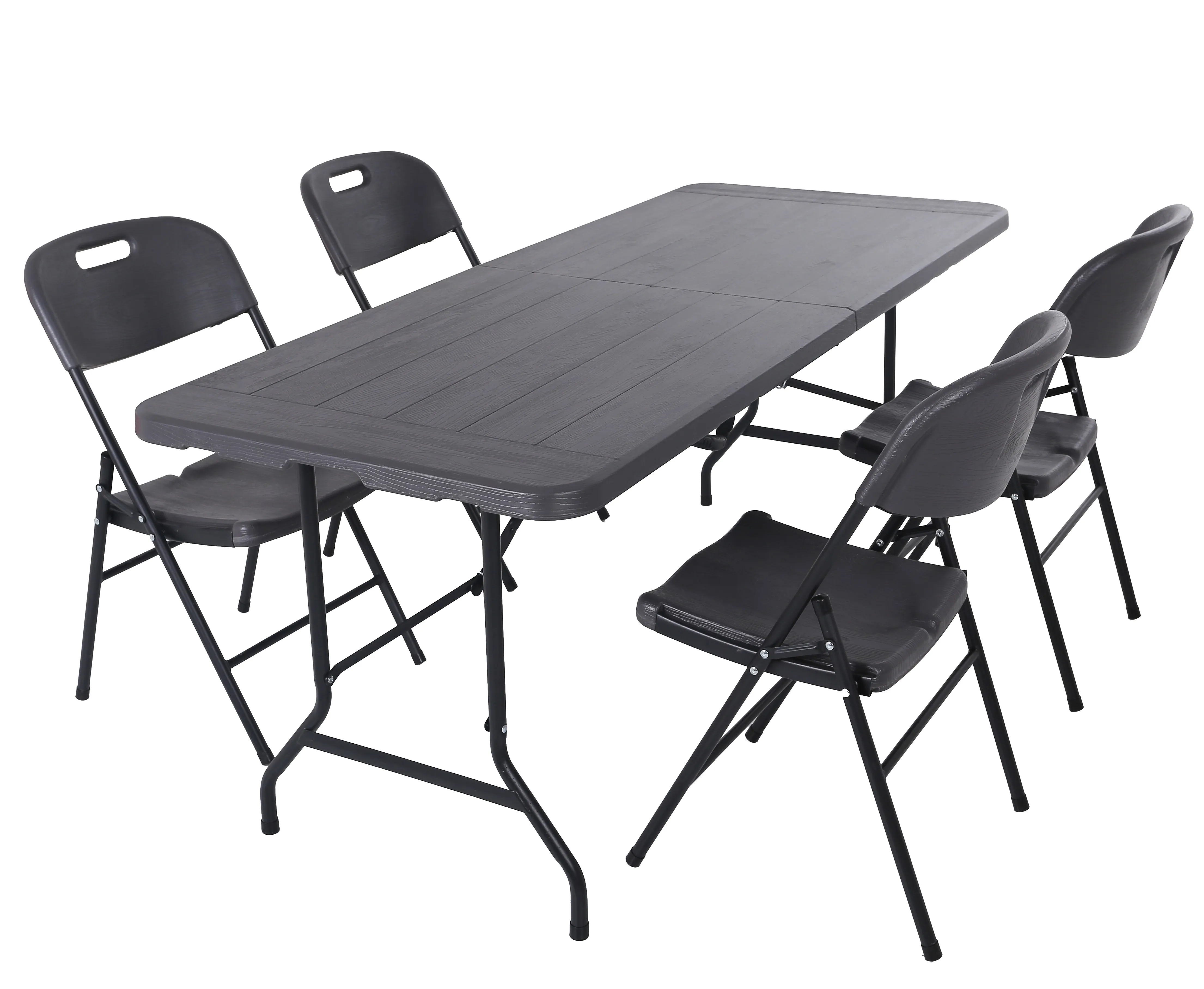 Hot selling 6ft black wood bbq camping picnic laptop table easy folding dining outdoor party foldable tables