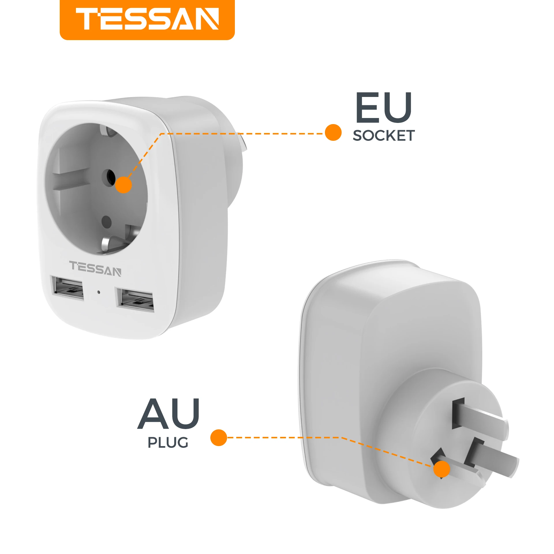 Tessan 2PCS Eu To U…