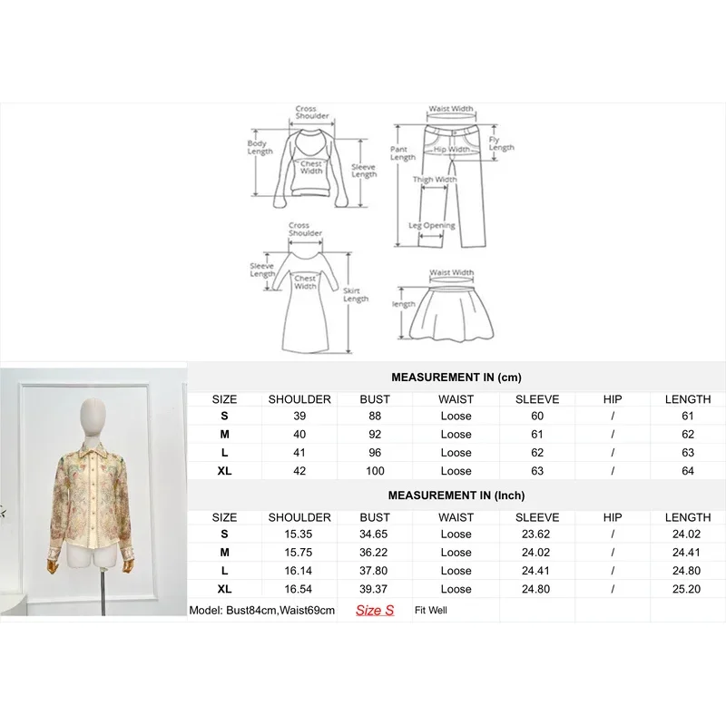 Traje Vintage con estampado Floral para mujer, blusa Beige de manga larga, Tops, pantalones cortos y falda, conjunto de moda de otoño 2026