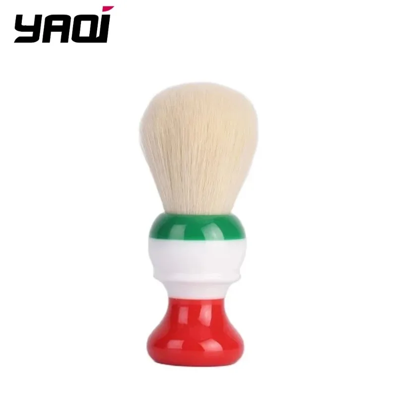 YAQI Shave Brush for Men Soft Dense Bristles Green White Red Three-Tone Handle Quick Lather for Safety Razor Wet Shaving