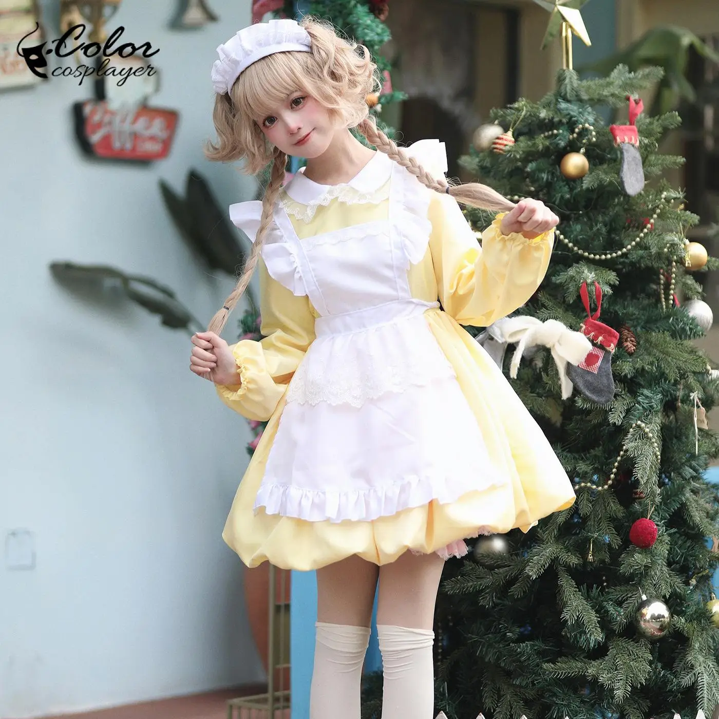 Color Cosplayer Christmas Maid Dress for Women Red Lolita Suit Servant Cosplay Costume Adult Uniform Fantasia Party Clothing