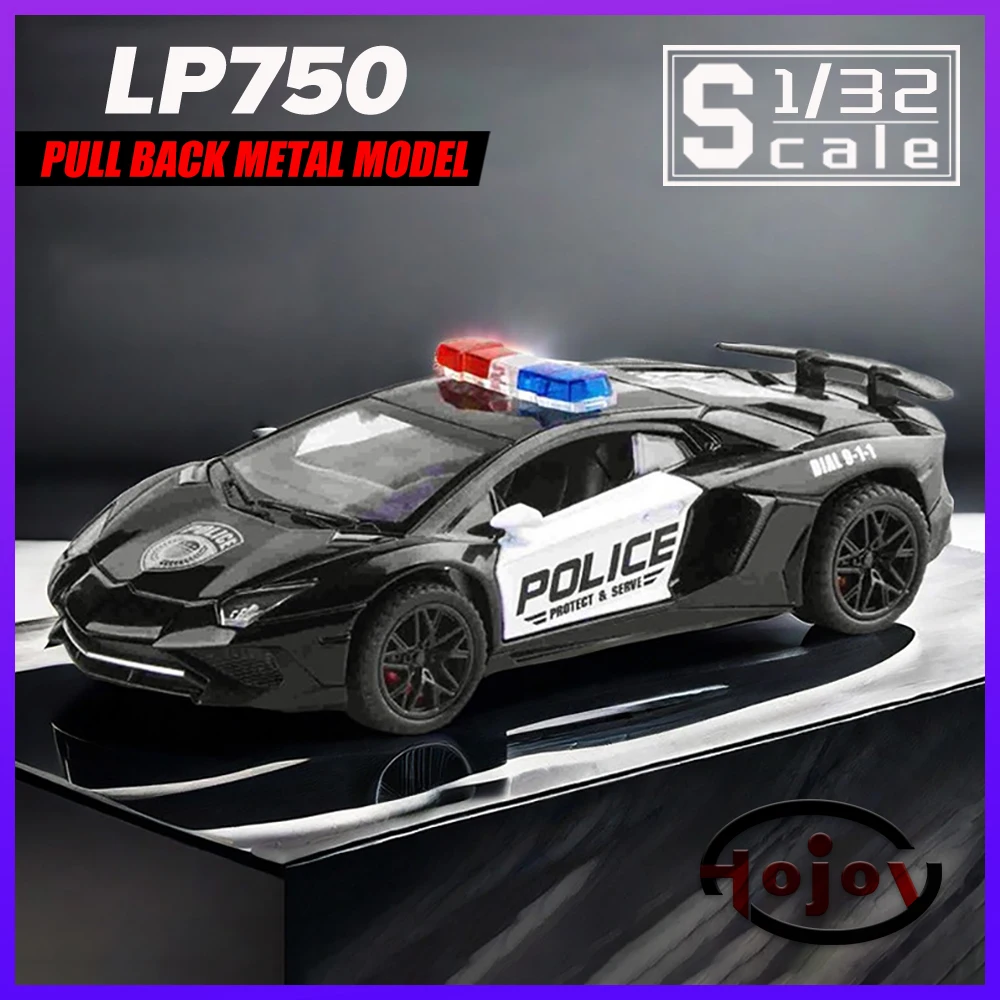 

Metal Cars Toys Scale 1/32 LP750 Police Car Diecast Alloy Car Model Gift for Boys Children Kids Toy Vehicles Sound and Light