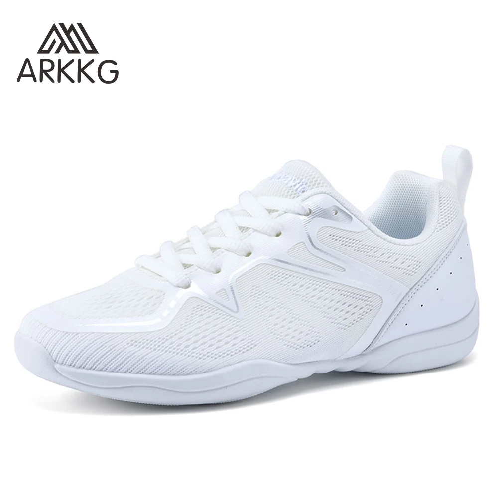 ARKKG Girls Cheerleading Shoes Kids Dance Shoes Competitive Aerobics Shoes Fitness Shoes Women\'s White Jazz Sports Tennis Shoes