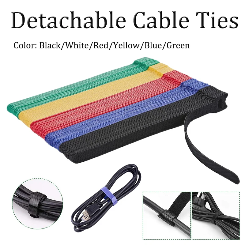 25PCS Releasable Cable Ties Plastics Colored Reusable Cable Ties Nylon Loop Wrap Zip Bundle Ties Cable Tie Wire