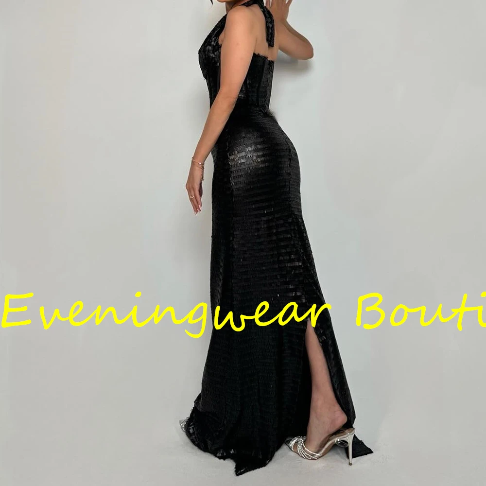 Angepasst Elegante Gerade Bodenlangen Halter Pailletten Ärmellose Falten Abendkleid Klassische Foto Farbe vestidos para mujer