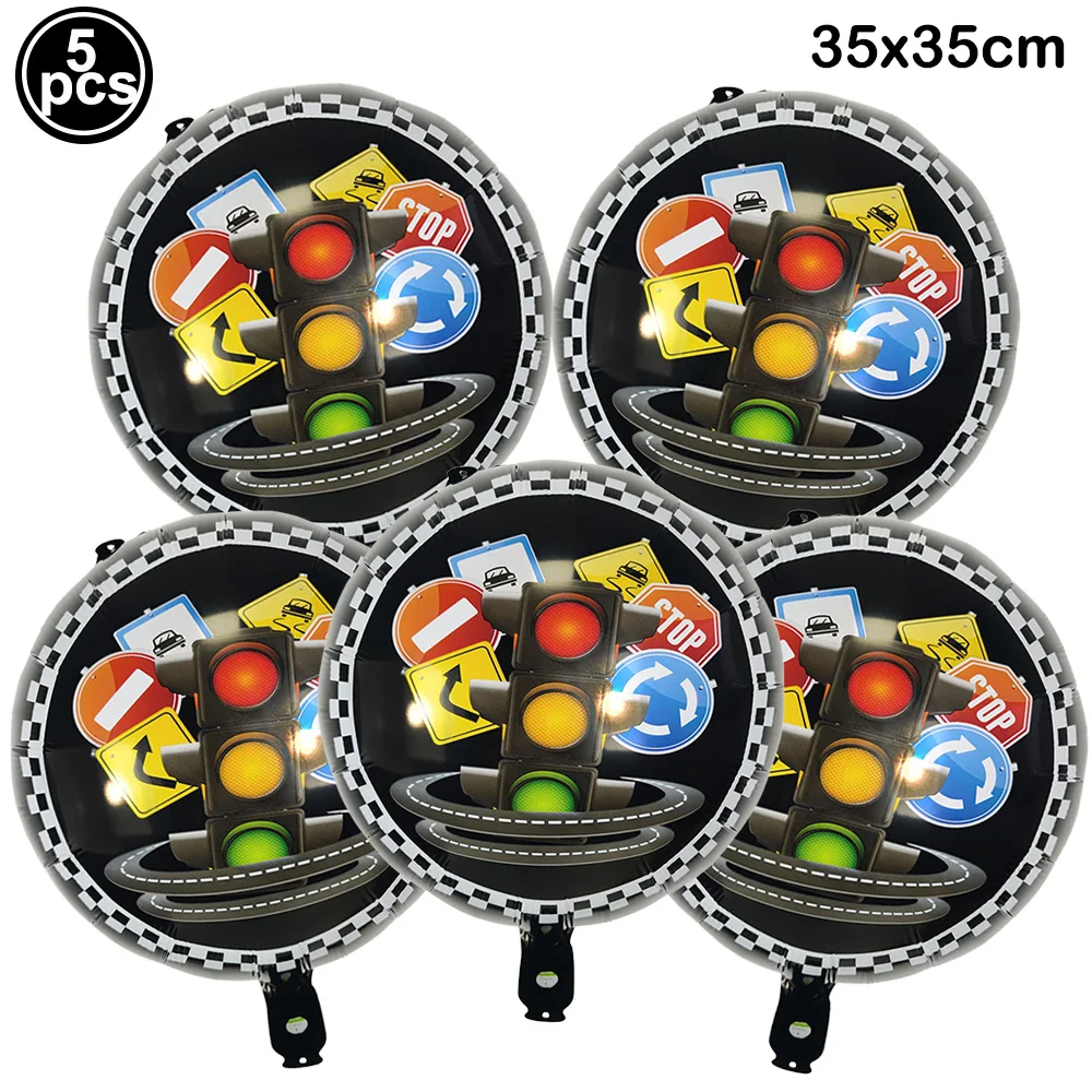 5 Stück karierte Ballons aus Aluminiumfolie, rot, gelb, schwarz, weiß, karierte Ballons für Geburtstagsparty-Dekorationen mit Rennsport-Thema – Detail 7