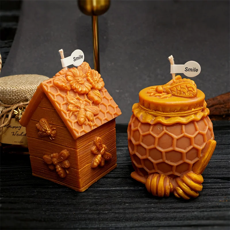 ثلاثية الأبعاد العسل العمود سيليكون قالب شمع لتقوم بها بنفسك زهرة النحل العسل وعاء النحل منزل تصاميم الشموع الجص الحرف لطيف ديكور المنزل