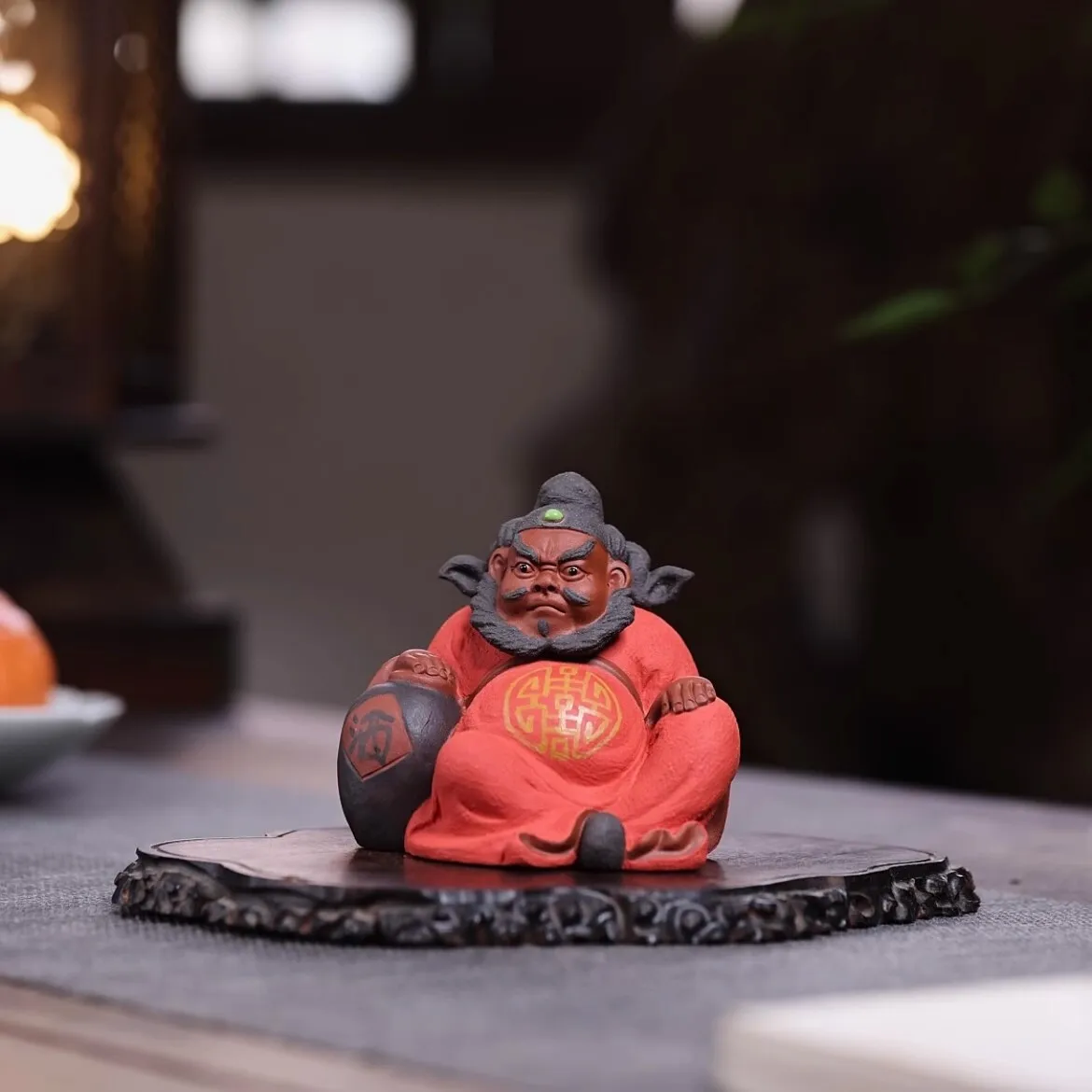 Zi Sha Clay Pottery Zhong Kui Ghost Buster Statue Handcraft Feng Shui Home Decor