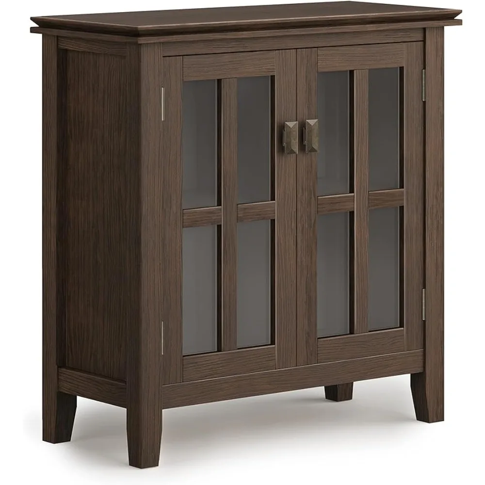 

SIMPLIHOME Artisan SOLID WOOD 30 Inch Wide Contemporary Low Storage Cabinet in Farmhouse Brown, For the Living Room