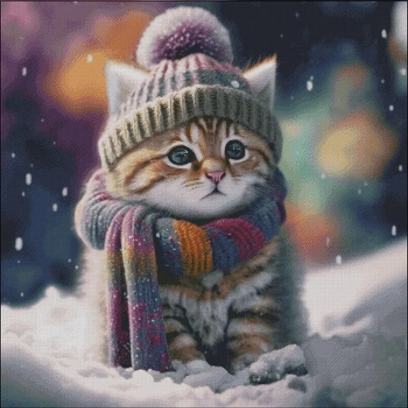 

Шарф Cat 14CT 16CT с принтом на холсте, набор для вышивки крестом «сделай сам», набор с китайским узором, домашнее рукоделие, вышивка, 76 цветов