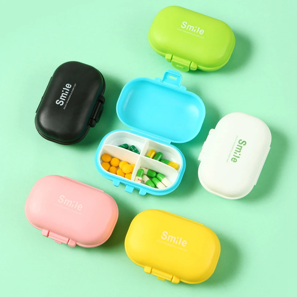 Portable Mini Smile Pill Box 4-6Grids Pillbox Dispenser Container Health Medicine Box Carry-on Storage Case for Adult Children