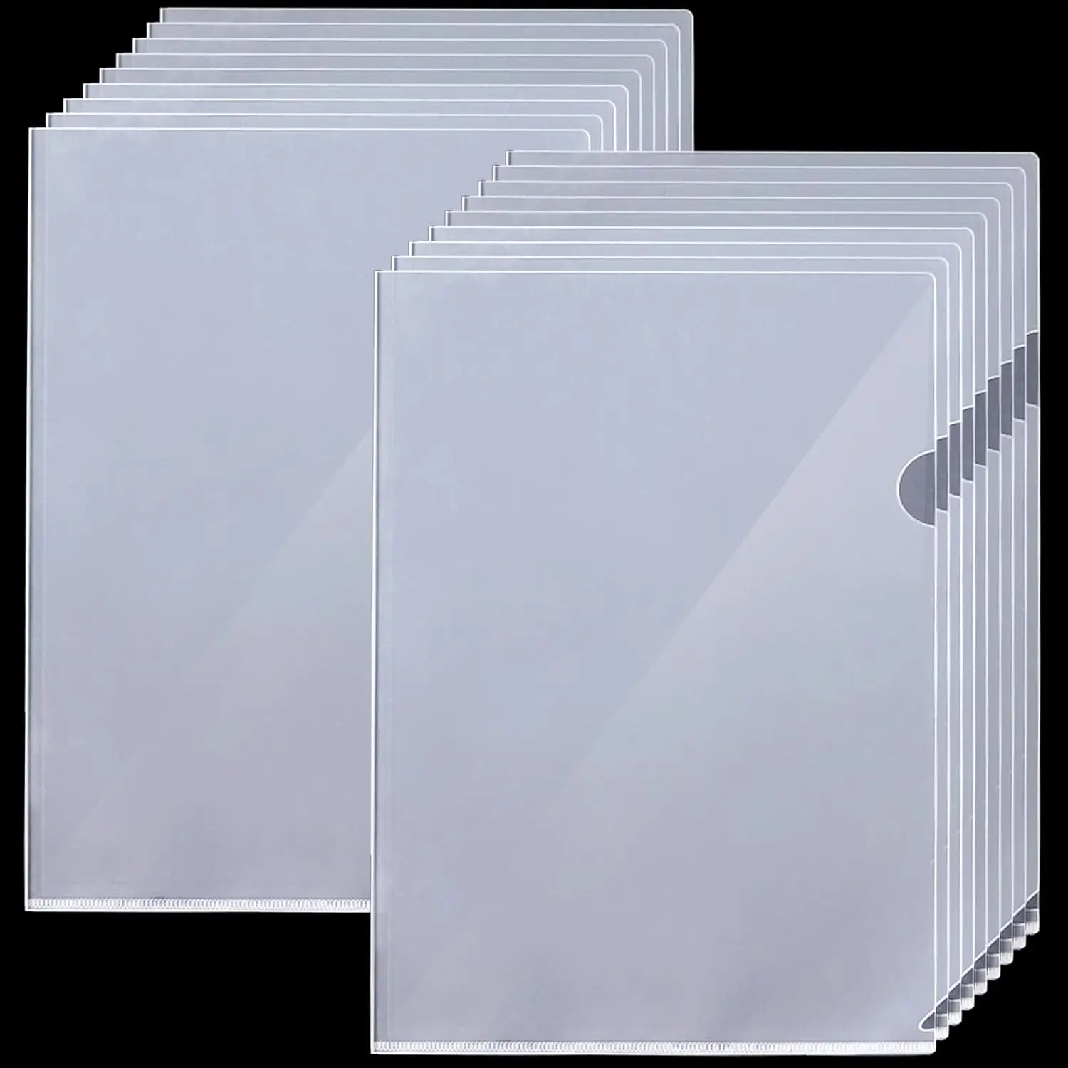 10/30pcs Clear Document Folder Project Pockets Fits 8.5x11 Inches Letter Size US Paper, L-Type Resume File Folders Organizer 20c