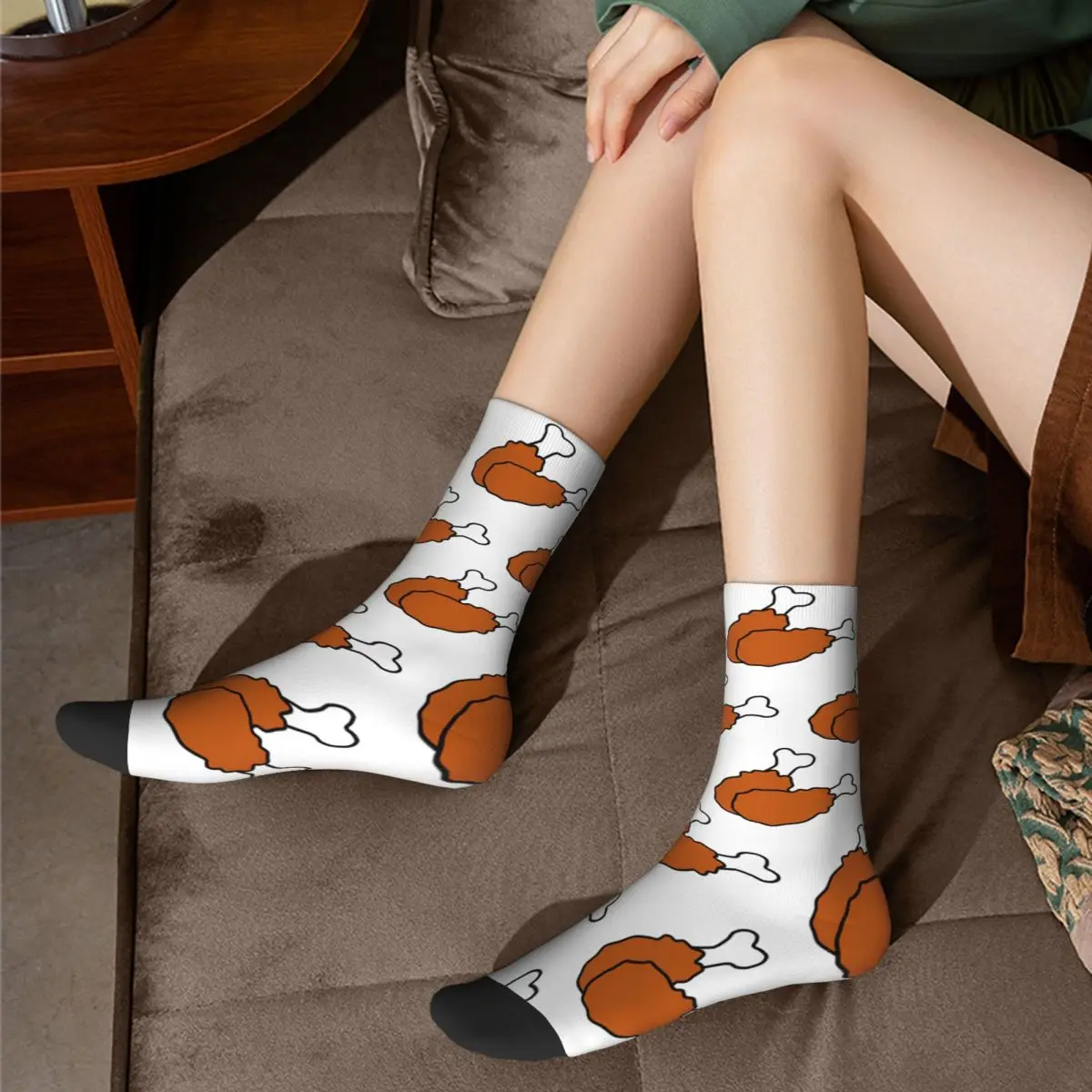 Simpatici calzini con gambe di pollo fritto Calze Harajuku che assorbono il sudore Calzini lunghi per tutte le stagioni Accessori per regalo di compleanno unisex