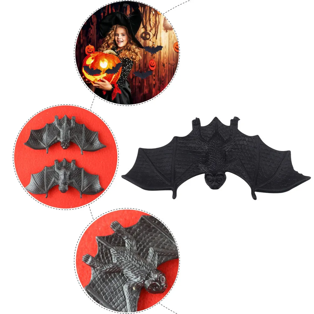 

1 Set Black Simulated Bats Premium Quality Plastic Fake Bat Halloween Prank Props Party Decorations Essential Halloween Supplies