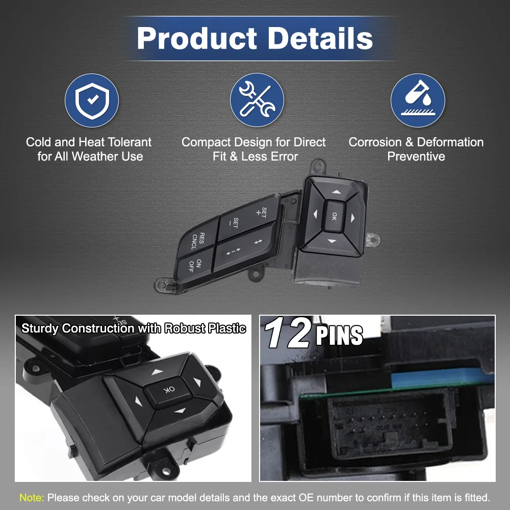 Cruise Control Steering Wheel Volume Button Switch for Ford F-150 2015-2018 F-250 F-350 2015-2019 FL3T9E740BBW view 4