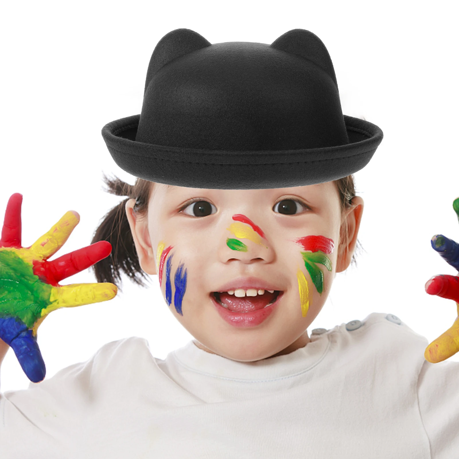 

Cat Ear Hat Kids Black Top Hat Costume Soft Polyester Trendy Design Versatile Halloween Steampunk Kids Accessories
