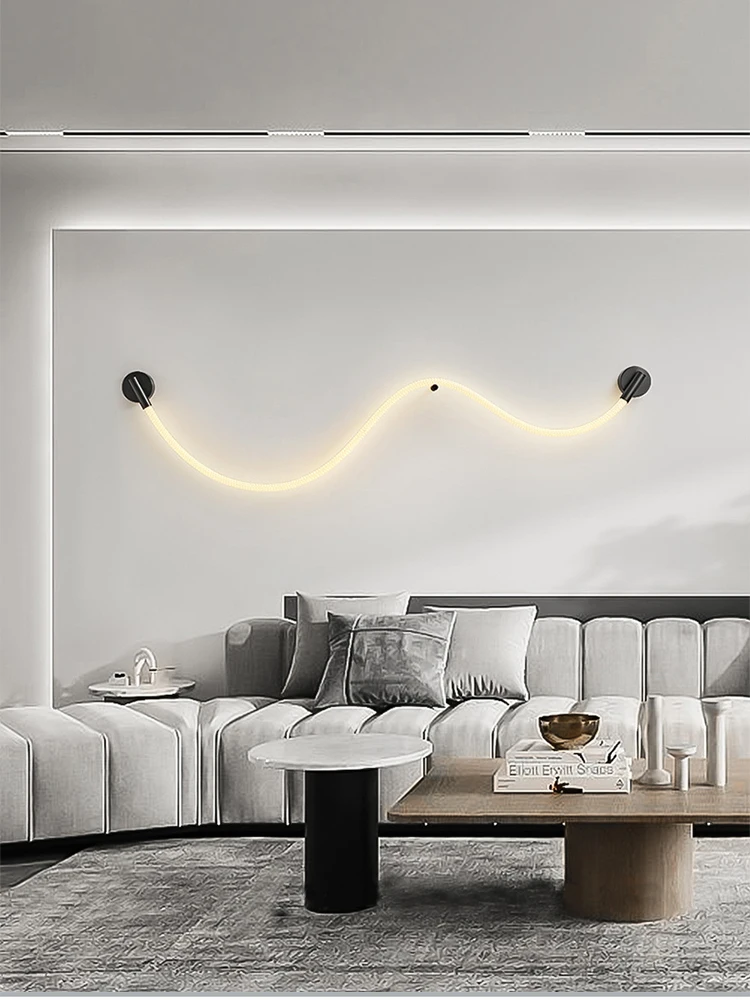 Luke Wand lampe einfache Atmosphäre Licht nordische Nachttisch lampe Wohnzimmer Faser gewebte Licht emittierende Röhre Lampe Bett Zimmer Nacht lampe – Detail 4