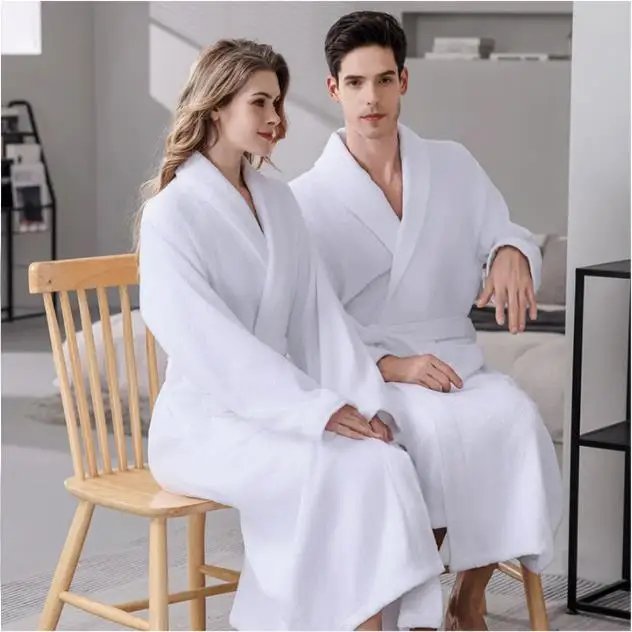 Women's 100% Cotton Kimono Robe Basic Solid Bath Nightgown Spa Hotel Water Uptake Home Service Comfortable Towel Bathrobe